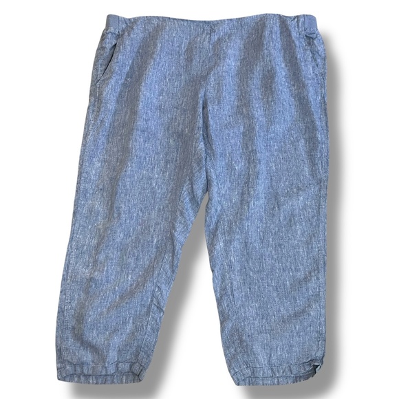 J Jill Love Linen Womens‎ Pull On Pants Size 4X High Rise Blue Beachy Vacation - Picture 1 of 10